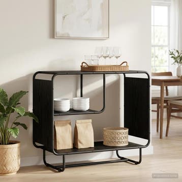 vidaXL Dressoir Zwart eiken 80 x 37,5 x 64,5 cm Bewerkt hout, Huis en Inrichting, Verzenden, Nieuw