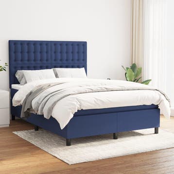 vidaXL Boxspring met matras stof blauw 140x200 cm, Verzenden, Nieuw