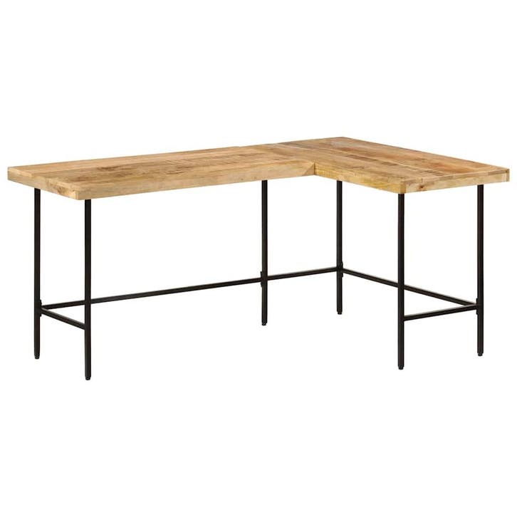 vidaXL Bureau 165x110x77 cm massief mangohout en ijzer, Huis en Inrichting, Bureaus, Nieuw, Verzenden