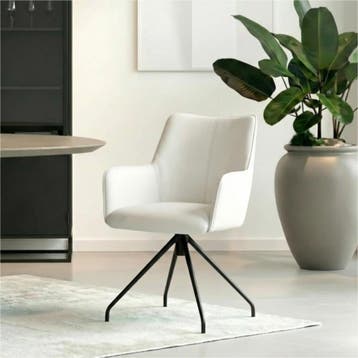 Leren draaibare eetkamerstoel Wave - Toledo Purewhite (wit), Huis en Inrichting, Stoelen, Bohemian, Eigentijds, Industrieel, Modern, Scandinavisch