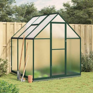 vidaXL Tuinkas met basisframe 169x169x202 cm aluminium groen, Verzenden, Nieuw