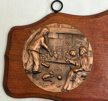 Kapstok - Hout, Koper - kapstok uit de jaren vijftig, Antiek en Kunst