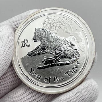 Australië. 2 Dollars 2010 – Lunar Series II – Tiger – 2 oz, Postzegels en Munten