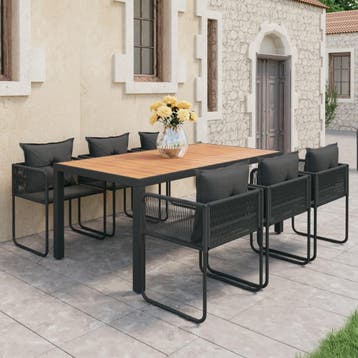 vidaXL 7-delige Tuinset PVC-rattan zwart en bruin, Verzenden, Tuinset
