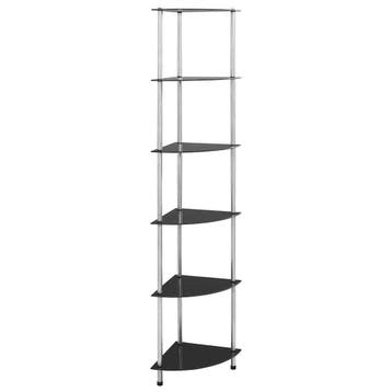 vidaXL Kastje 6-laags 30x30x160 cm gehard glas zwart, Verzenden, Nieuw
