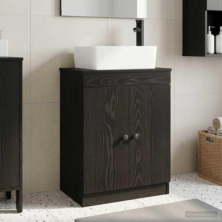 vidaXL Badkamer Vanity met Wastafel Zwart 54 x 35 x 83 cm, Huis en Inrichting, Tafels | Kaptafels, Nieuw, Verzenden