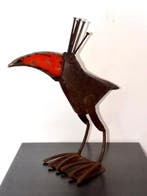 sculptuur, Oiseau à crête en métal vernis - 32 cm - Fer
