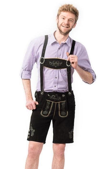 Lederhose Leer Kort Zwart en Bretels, Kinderen en Baby's, Carnavalskleding en Verkleedspullen, Nieuw, Verzenden