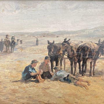 Hollandse School (XX) - Ezeltje rijden op het strand