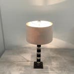 Klassieke Dorische zuiltafellamp, hout / zilver, Huis en Inrichting, Gebruikt