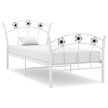 vidaXL Bedframe met voetbaldesign metaal wit 90x200 cm, Verzenden