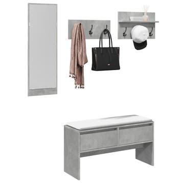 vidaXL 4-delige Garderobe set bewerkt hout betongrijs, Verzenden