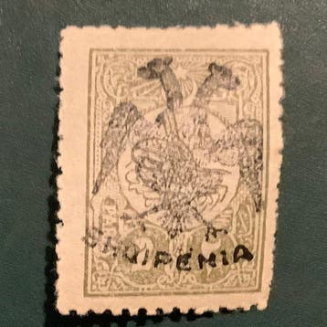 Albanië 1913 - 2 Pa Olijf met opdruk dubbele adelaar - MNH -, Gestempeld