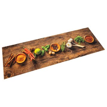 vidaXL Keukenmat wasbaar kruidenprint 45x150 cm fluweel, Verzenden, Nieuw