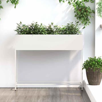 vidaXL Verhoogde Tuin Plantenbak Wit 100 x 26 x 82 cm Staal, Verzenden