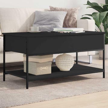 vidaXL Salontafel 100x50x50 cm bewerkt hout en metaal zwart, Verzenden