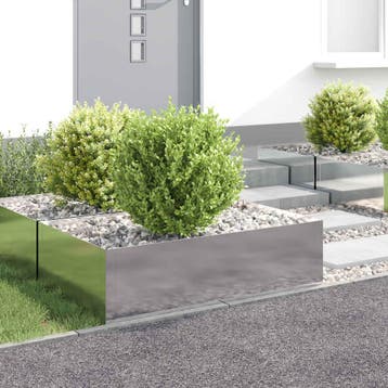 vidaXL Gazonrand 4 st 100 x 60 x 35 cm Staal Zilverkleurig, Tuin en Terras, Bielzen en Borduren, Verzenden, Nieuw