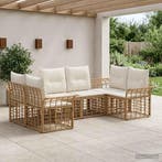 vidaXL Buiten bank set 6 pcs Natuurlijk en Crème Wit, Verzenden