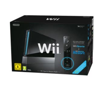 Nintendo Wii Sports + Resort Pack Zwart in Doos, Ophalen of Verzenden, Zo goed als nieuw