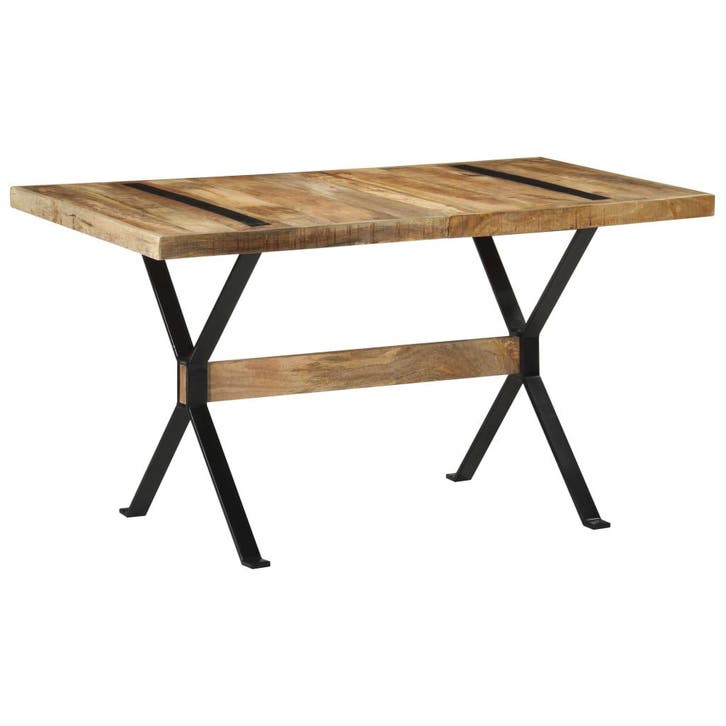 vidaXL Eettafel 140x70x76 cm ruw mangohout, Maison & Meubles, Tables | Tables à manger, Envoi