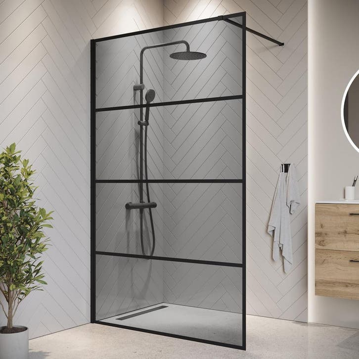 Douchewand Essos 140 x 200 cm Zwart – Inloopdouche 8 mm, Doe-het-zelf en Bouw, Sanitair, Nieuw, Verzenden
