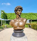 sculptuur, Buste van David - 58 cm - Brons, Marmer