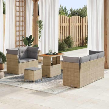 vidaXL Tuinbank Set 8 st Beige poly rattan, Verzenden