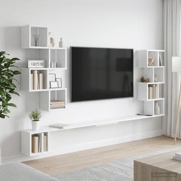vidaXL Wandgemonteerd TV Rek Wit 200 x 15 x 94 cm Bewerkt, Huis en Inrichting, Verzenden, Nieuw