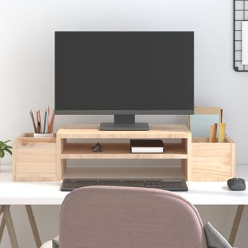 vidaXL Monitorstandaard 70x27,5x15 cm massief grenenhout, Computers en Software, Verzenden, Nieuw
