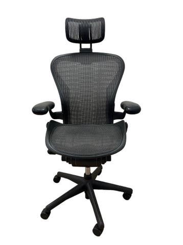 Herman Miller Aeron Maat B - Incl. Hoofdsteun en Lumbar, Verzenden, Zwart, Zo goed als nieuw, Bureaustoel