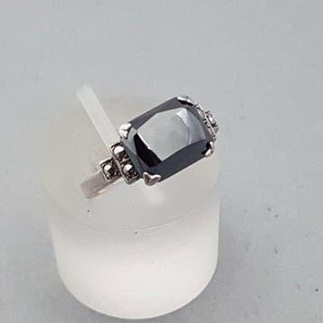Argent, Art déco, hématite - Bague - + Markasieten.
