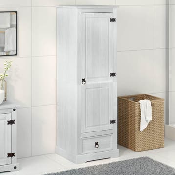 vidaXL Kasten Wit 55 x 50 x 170 cm Massief grenenhout, Maison & Meubles, Armoires | Penderies & Garde-robes, Verzenden