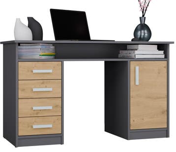 Bureau ADA Antraciet  Eiken 125 CM Antraciet Eiken (Kantoor), Verzenden