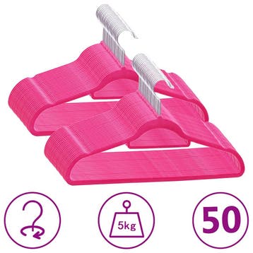 vidaXL 50-delige Kledinghangerset anti-slip fluweel roze, Huis en Inrichting, Kasten | Kleerkasten, Verzenden, Nieuw