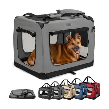Lionto opvouwbare transportbox hond en kat 82x58x58 cm grijs, Ophalen of Verzenden, Nieuw