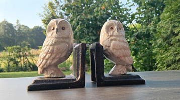 Boekensteunen - Gietijzer - Schattige witte uilen