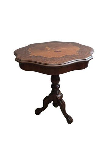 Tafel - Hout - Tafel met bloemmarqueterie