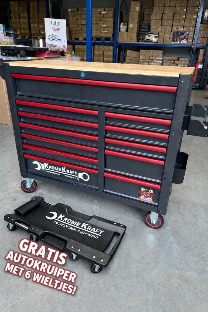 XXL Gereedschapkar + gratis Autokruiper 6 wieltjes Promo!!, Doe-het-zelf en Bouw, Gereedschapskisten, Nieuw, Ophalen
