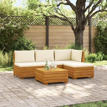 vidaXL 5 st Buiten bank set Massief Acacia Hout Bruin, Verzenden, Nieuw