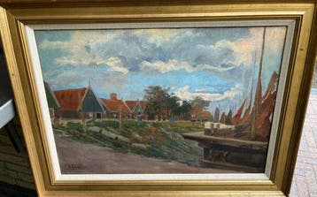 Karl O Lynch (1869-1942) - De dijk in Volendam, Antiquités & Art