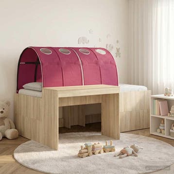 vidaXL Kinderhoogslaper met bureau 3 st Sonoma eiken en rood, Huis en Inrichting, Verzenden, Nieuw