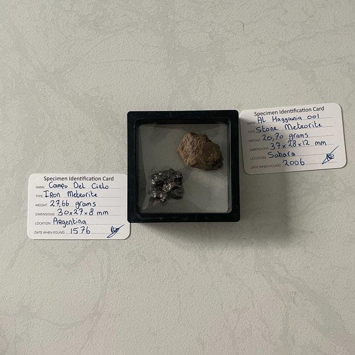 Campo del Cielo & Al Haggounia 001 météorites – 48,36 g au, Collections, Minéraux & Fossiles