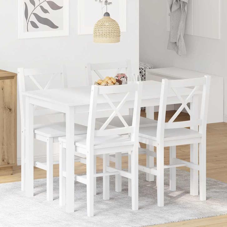 vidaXL 5-delige Eethoek wit, Maison & Meubles, Salles à manger complètes, Envoi