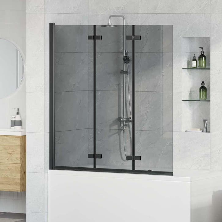 vidaXL Douche Omheining Zwart 130 x 138 cm ESG Glas en, Doe-het-zelf en Bouw, Sanitair, Nieuw, Verzenden