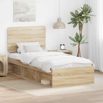 vidaXL Bedframe Sonoma Eiken 90 x 190 cm Massief grenenhout, Verzenden, Nieuw