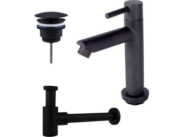 Veiling - Toiletkraan set met afvoer en design sifon mat zwa, Bricolage & Construction, Sanitaire