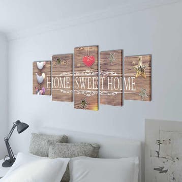 vidaXL Canvas muurdruk print set home sweet home 100 x 50 cm, Collections, Verzenden
