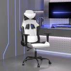 vidaXL Massage gamestoel kunstleer wit en zwart, Verzenden