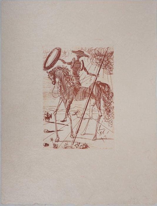 Salvador Dali (1904-1989) - Don Quichotte et Sancho Panza, Antiquités & Art, Antiquités | Autres Antiquités