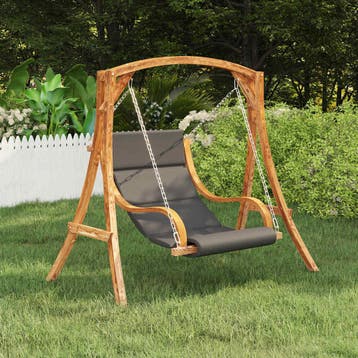 vidaXL Schommelstoel zonder schommelframe met kussen gebogen, Verzenden